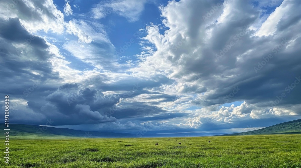 Vast African Plains Under Dramatic Sky Vast African Plains Under Dramatic Sky