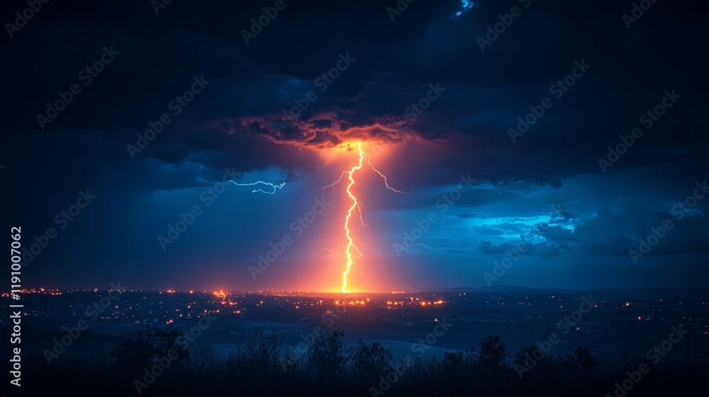 Fototapeta premium Bright Lightning at Night