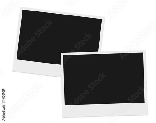 blank landscape polaroid photo frames on transparent background