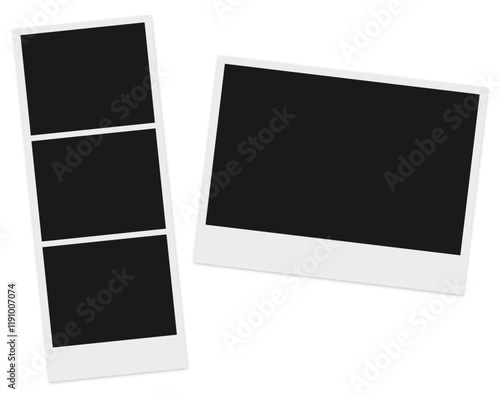 blank polaroid photo frames on transparent background