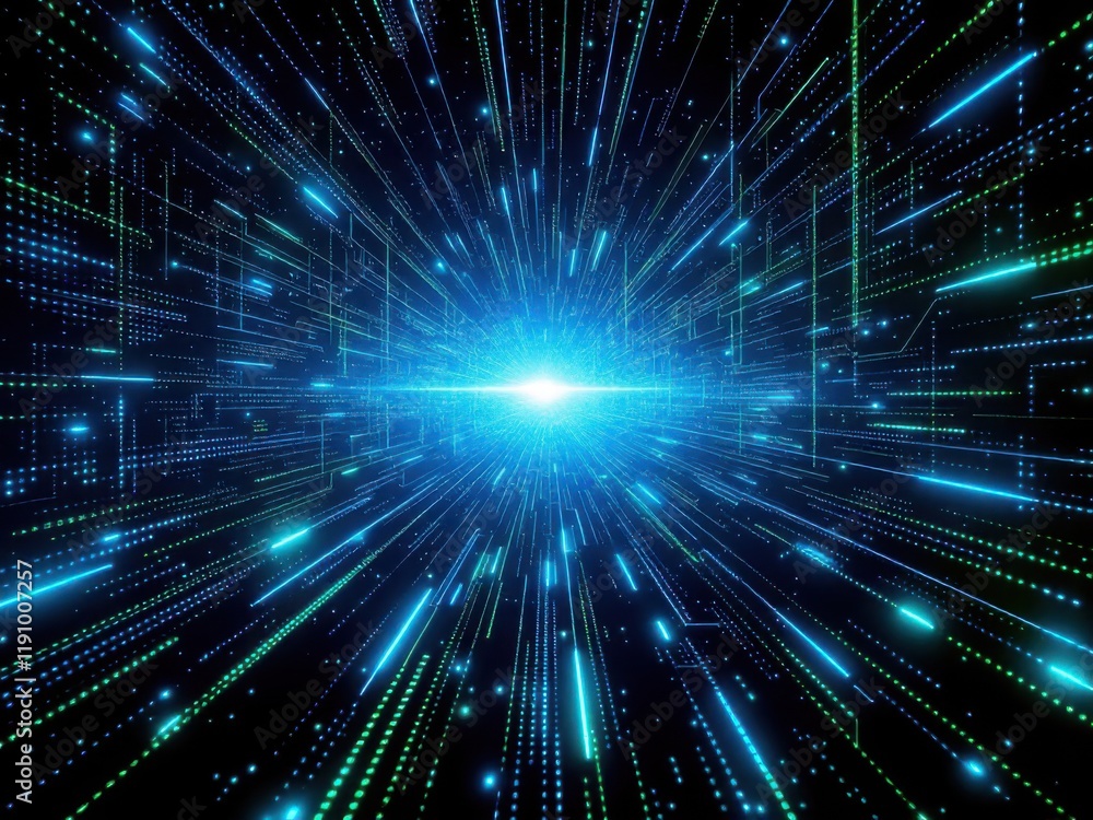 Naklejka premium Futuristic Digital Network Explosion