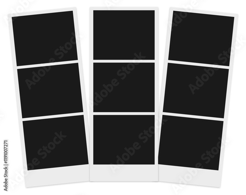 blank multiple polaroid photo frames on transparent background