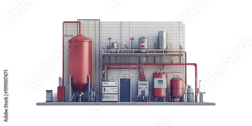 Microbrewery Setup Detailed Digitally Illustrated Equipment Layout Isolated on white background or PNG