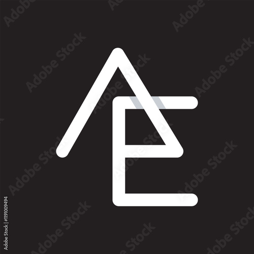 Letter AE line simple vector on black background, suitable for your company photo