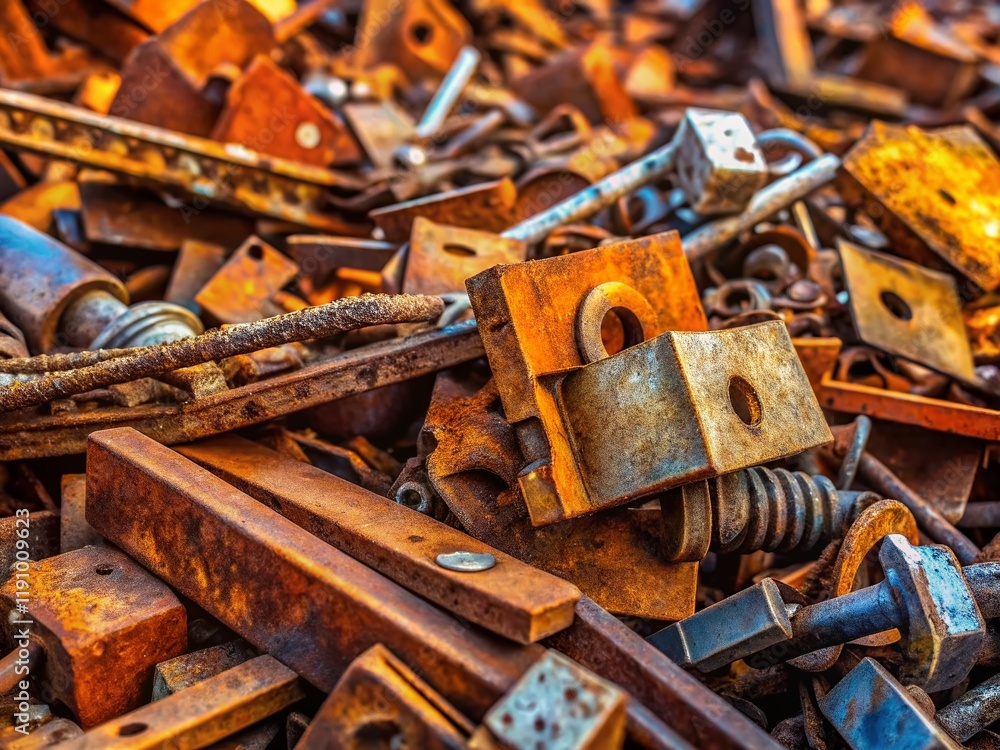 Rusty Iron Scrap Pile: Industrial Metal Recycling Stock Photo Rusty Iron Scrap Pile: Industrial Metal Recycling Stock Photo