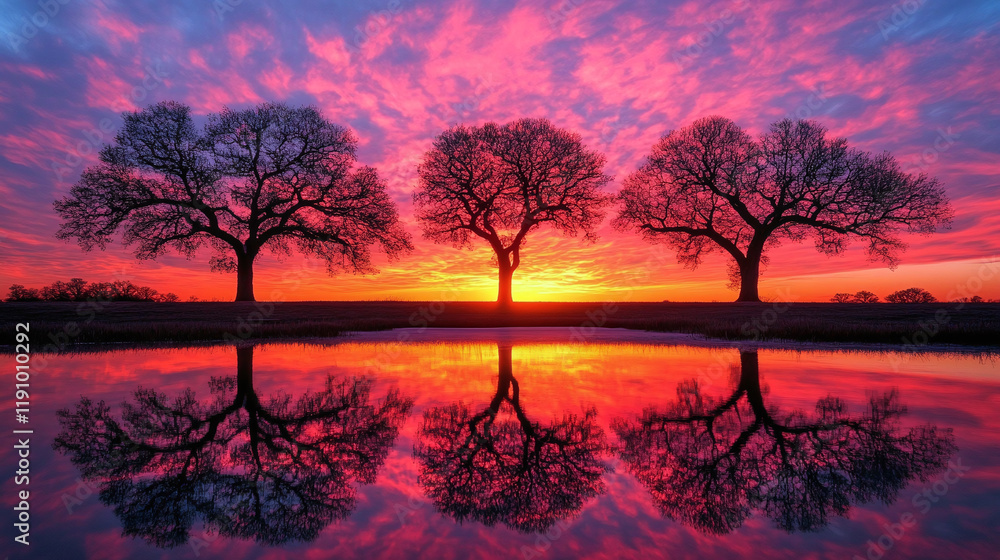 Naklejka premium winter, sunrise, sunset, twilight, sky, clouds, natural scenery