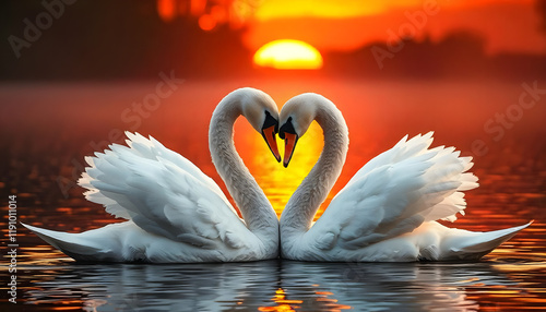 Fototapeta Naklejka Na Ścianę i Meble -  two swans in the lake