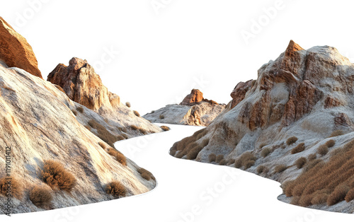 Canyon road on transparent or white background,png