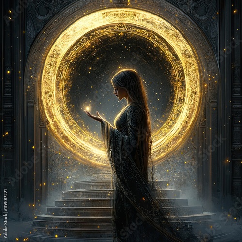 The Oracle of tarot card The Luminary of Tarot Beacon of Mystical Insight Tarot Luminary Guiding Light of the Arcane The Luminary of Fate A Tarot Card Illustration