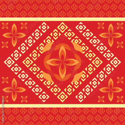 Artistic background showcases ethnic and tribal Mexican patterns with striped, geometric designs. A seamless pattern blending vibrant colours and symmetry, decoration and carpet.