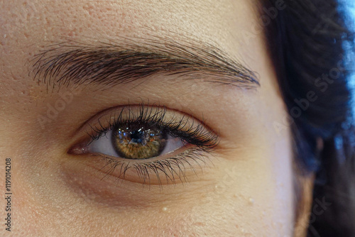 close up of a female eye