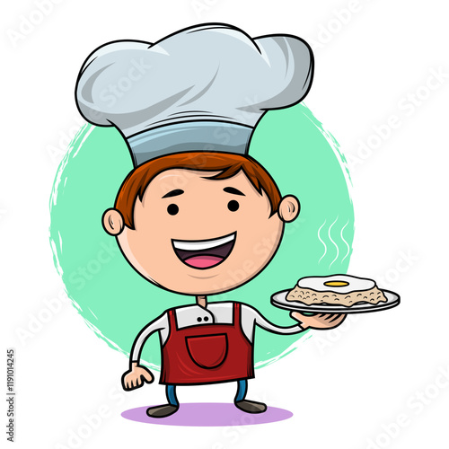 Cute Chef Serving a Dish of Fried Rice