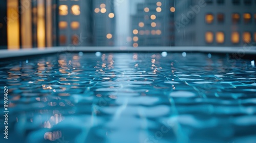 Wallpaper Mural A rooftop pool with underwater lighting, creating a magical ambiance at night and highlighting the city lights reflecting in the water. Torontodigital.ca