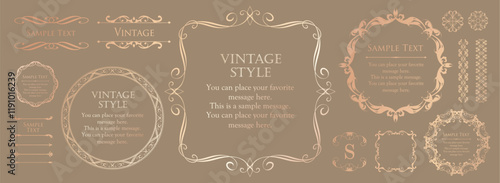 高級感のあるカードデザイン。アンティークな装飾デザイン。エレガントな縁の模様。