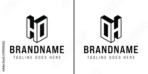 Letters HO and OH 3D Monogram Logo,  represents professionalism and innovation for HO or OH initials