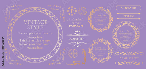 高級感のあるカードデザイン。アンティークな装飾デザイン。エレガントな縁の模様。