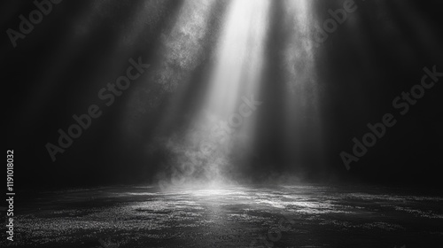 Mysterious Spotlight over Dark Ground. Generative AI