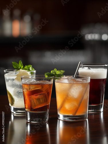 Refreshing cocktails served at an upscale bar