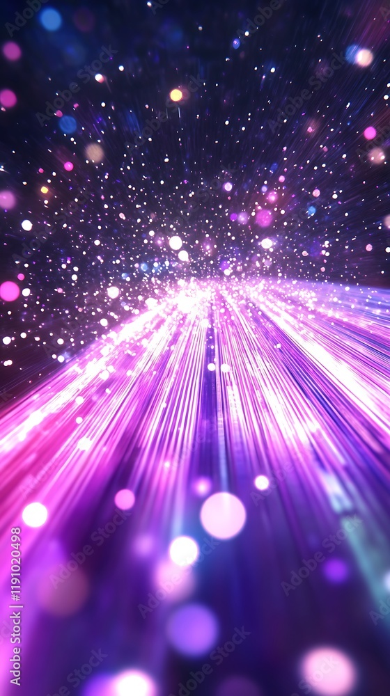 Fototapeta premium Abstract background with blue and purple glowing particles