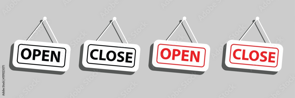 open and closed signs hanging icon vector door welcome sign for store cafes label outline symbol illustration open and closed signs hanging icon vector door welcome sign for store cafes label outline symbol illustration