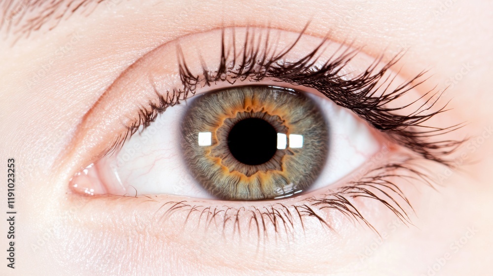 Close-up of a beautiful green eye with long lashes, showcasing healthy vision and natural eye color details. Close-up of a beautiful green eye with long lashes, showcasing healthy vision and natural eye color details.