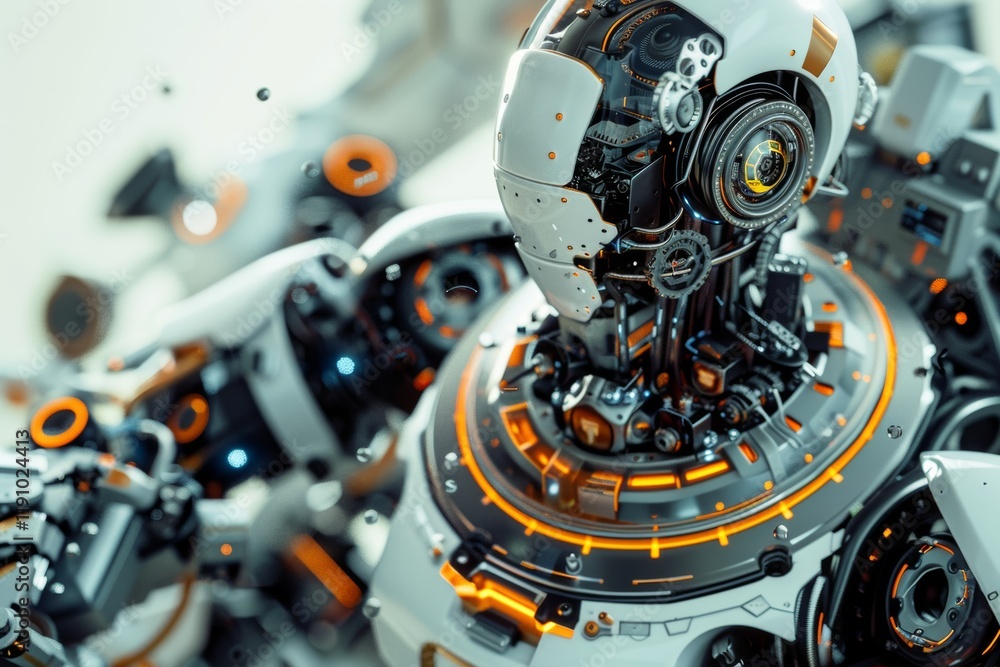 Futuristic robot design with orange accents Futuristic robot design with orange accents