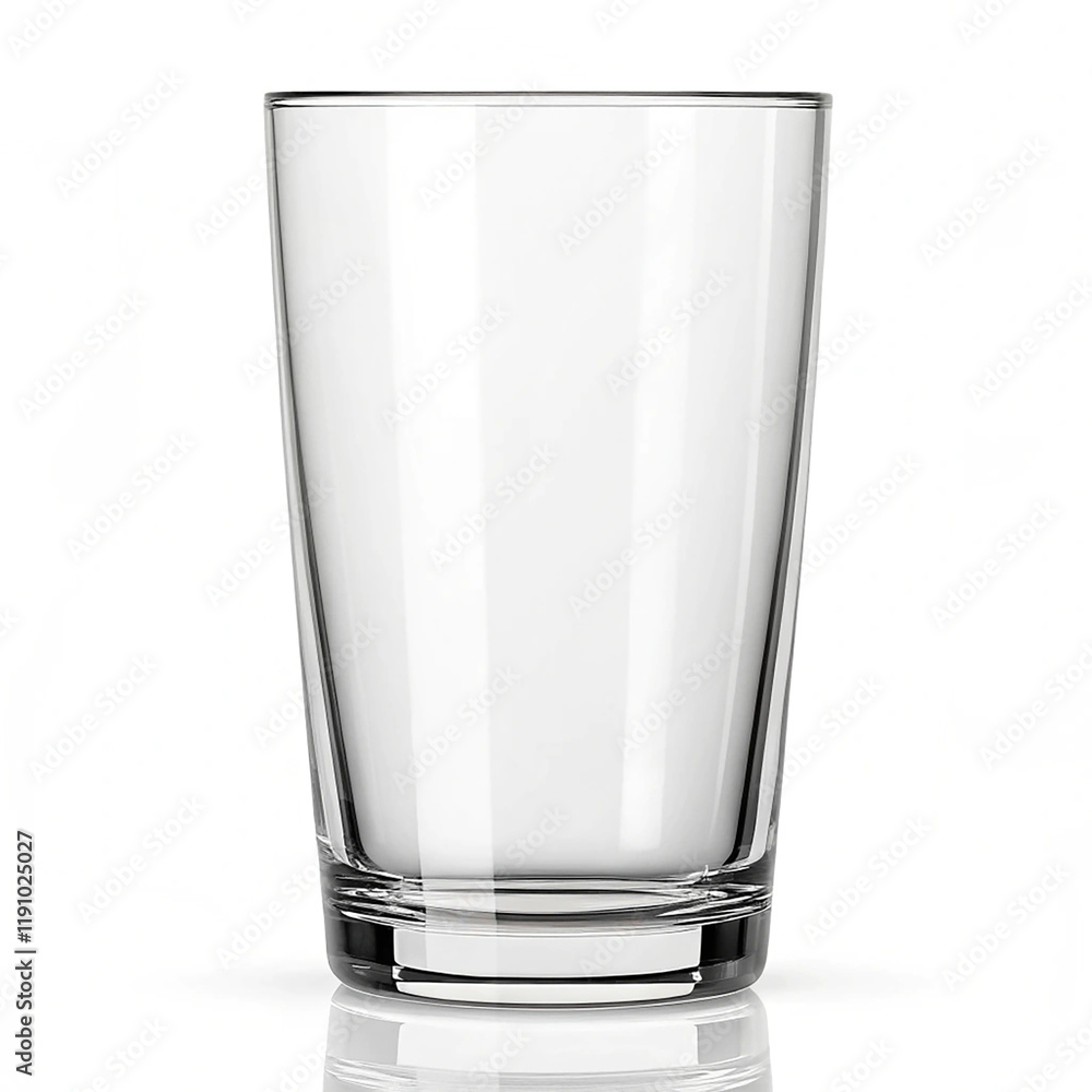 Clear Drinking Glass on White Background - Minimalist Design Clear Drinking Glass on White Background - Minimalist Design