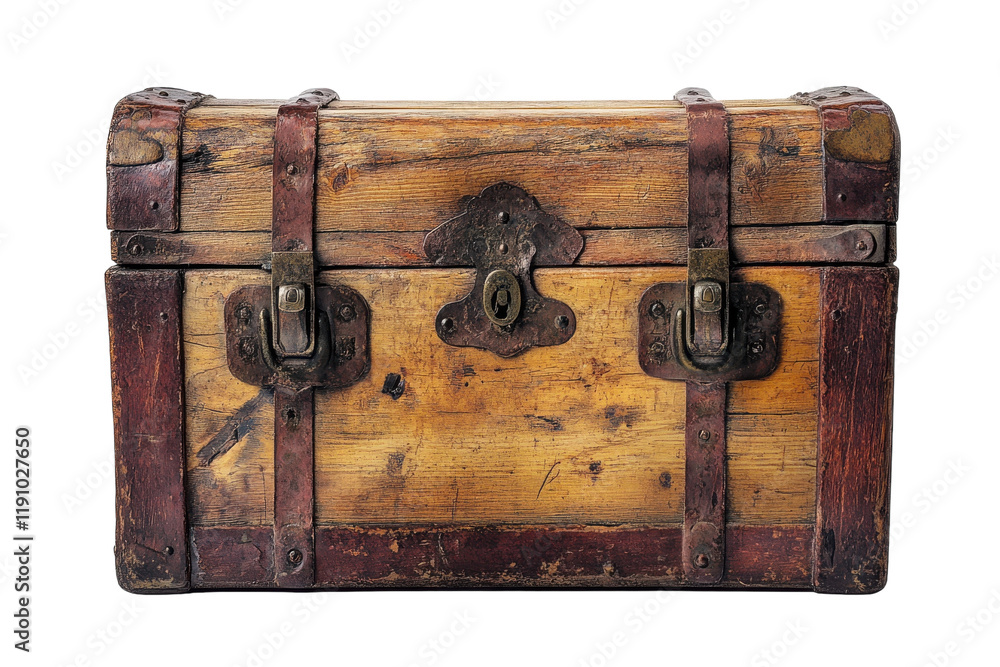 Classic Wooden Treasure Chest with a Lock and Key Classic Wooden Treasure Chest with a Lock and Key
