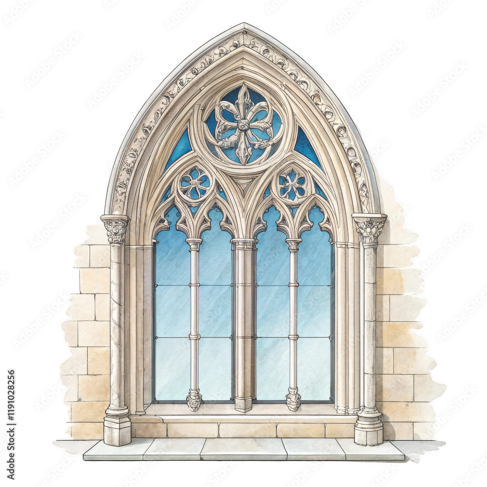 Fototapeta premium Gothic Architectural Window Design with Ornate Details