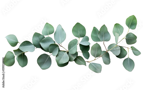 Decorative eucalyptus green leave on transparent or white background,png