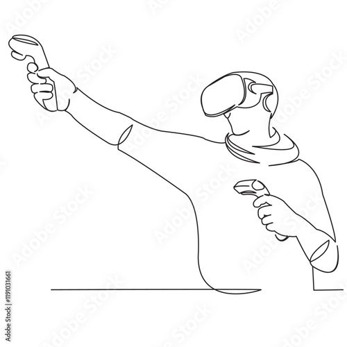 One continuous single drawing line art flat doodle glass, virtual, technology, reality, device, gaming, future, visual, internet. Isolated image hand draw contour on a white background
