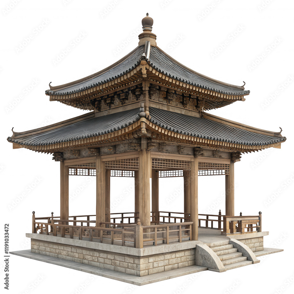 Traditional Asian Pavilion with Ornate Architecture Traditional Asian Pavilion with Ornate Architecture