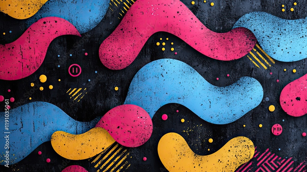 This colorful pattern resembles 80s children's art This colorful pattern resembles 80s children's art