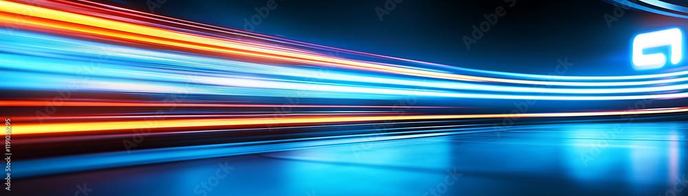 Abstract motion light trails on a reflective surface, vibrant and futuristic. Abstract motion light trails on a reflective surface, vibrant and futuristic.