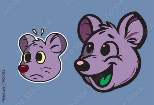 Cute cartoon mouse shaped head, you can use it for various needs, Poses Cartoon Vector Illustration