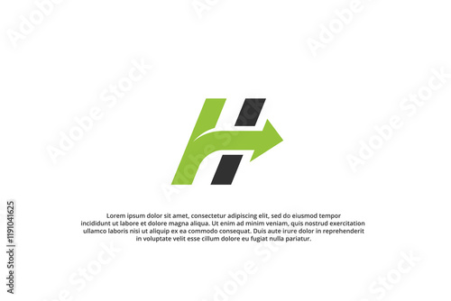 curve letter h arrow logo green business delivery expedition