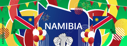Namibia Independence Day modern greeting banner. 21 March Happy Namibia National Day. Holidays abstract concept. Great for event like carnival, feast poster, support, culture and tourism