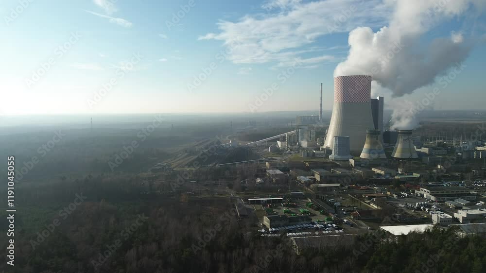 Smoke rising from nuclear reactor towers Smoke rising from nuclear reactor towers