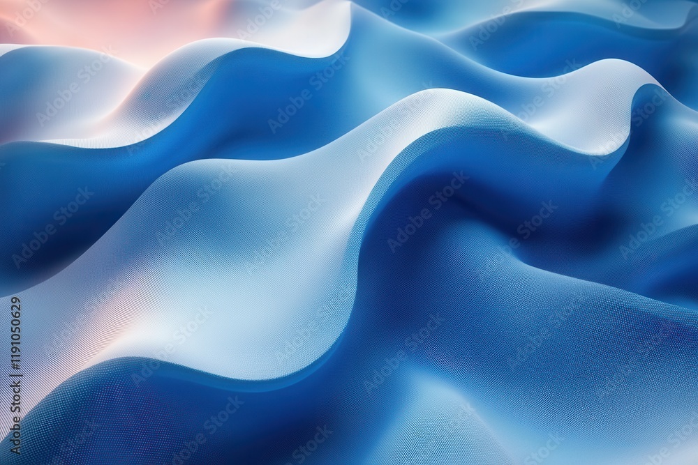 Obraz premium Soft blue waves create a tranquil and soothing visual effect with gentle curves and smooth textures in abstract design