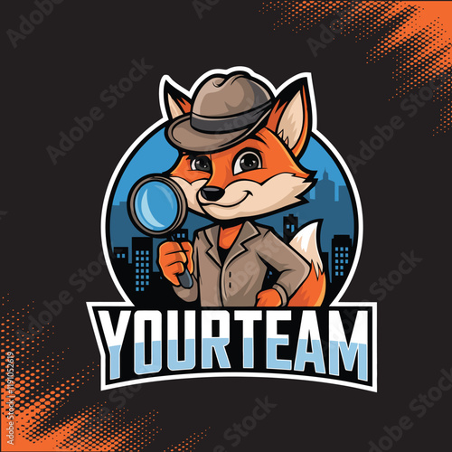 Detective Fox Mascot Team Esports Logo