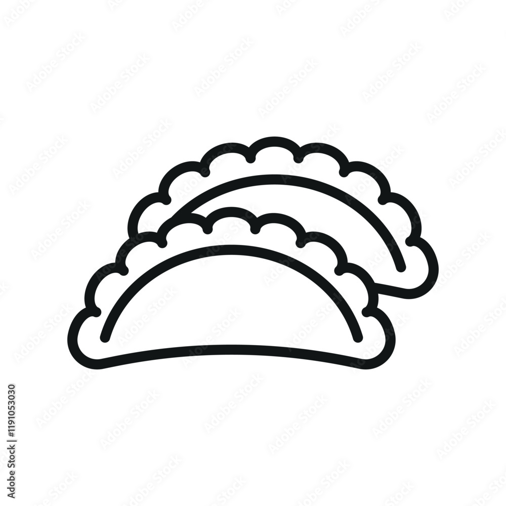 Empanada food icon featuring a modern and minimalist design, ideal for creating a fresh and trendy vibe in fusion food, branding, or dining-themed designs Empanada food icon featuring a modern and minimalist design, ideal for creating a fresh and trendy vibe in fusion food, branding, or dining-themed designs