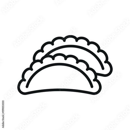 Empanada food icon featuring a modern and minimalist design, ideal for creating a fresh and trendy vibe in fusion food, branding, or dining-themed designs