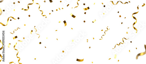Elegant gold confetti cascading down a pristine white background, creating a celebratory atmosphere