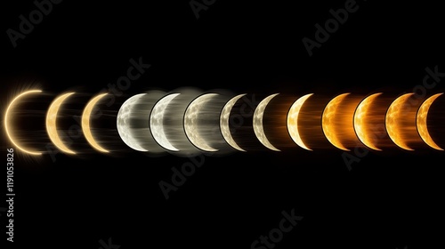 Solar Eclipse Time Lapse Composition Showing Various Eclipse Phases photo