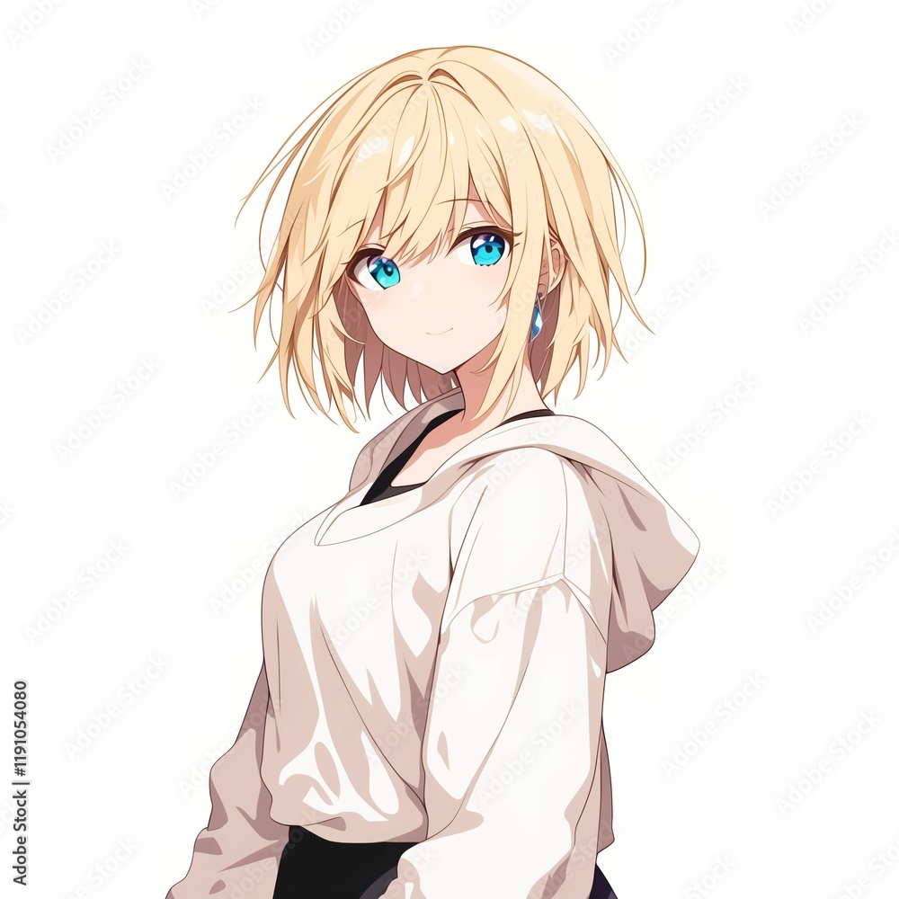 アニメ調の美少女の切り抜き用素材 アニメ調の美少女の切り抜き用素材