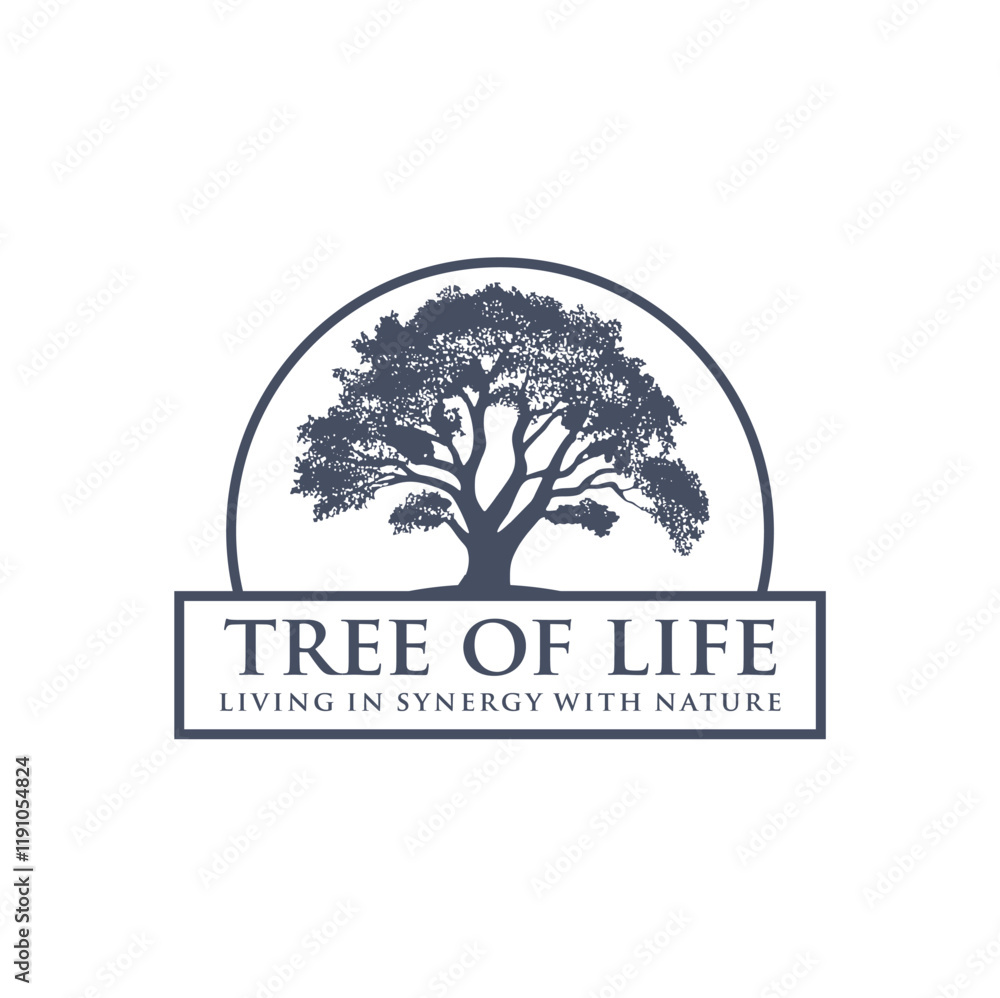 Fototapeta premium tree with vintage style logo illustration