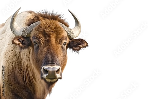 Majestic Wild Cattle: Powerful Horns, Close-Up View