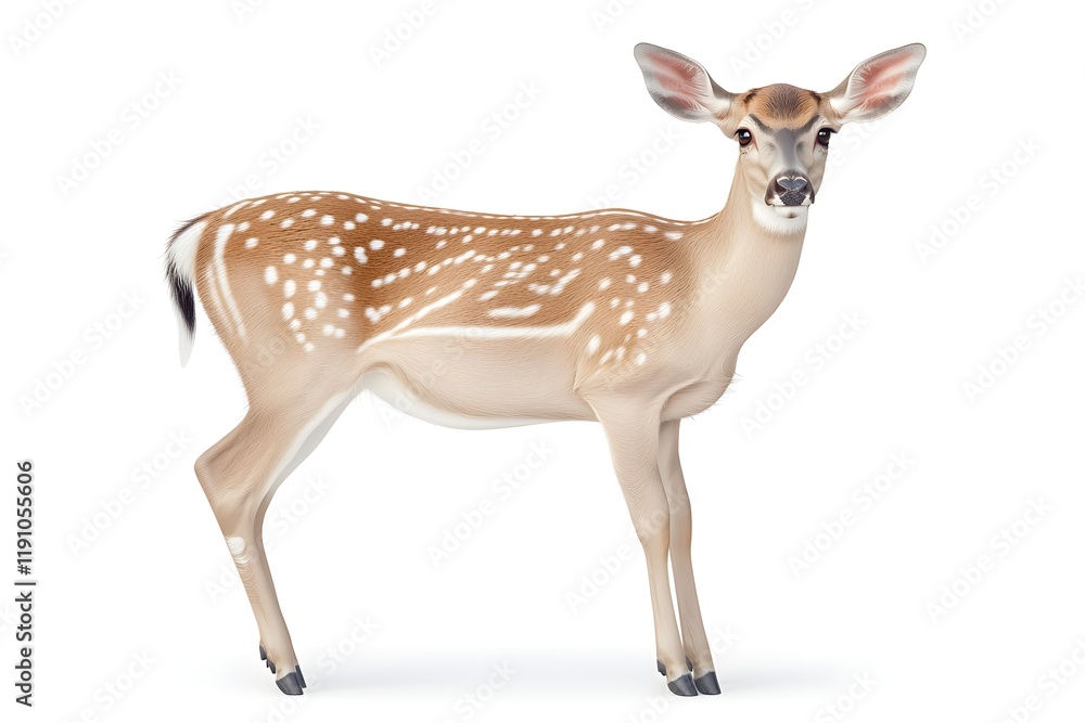 Fototapeta premium Young Deer Stands Gracefully, Wildlife Beauty