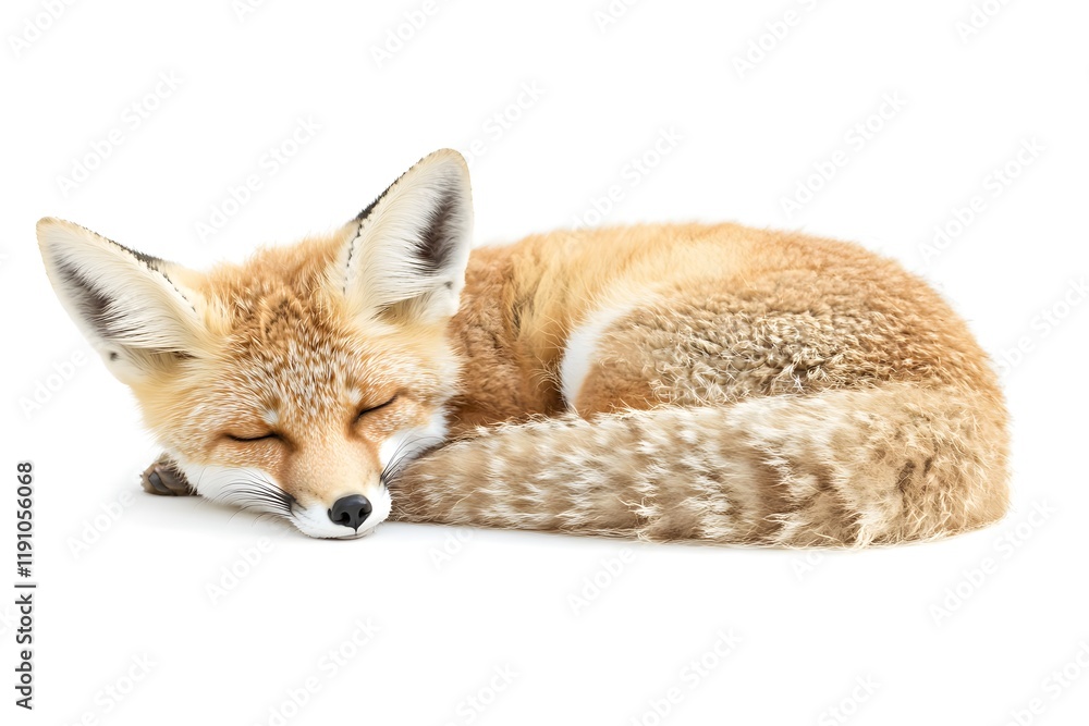 Fototapeta premium Red Fox Sleeping Peacefully, Curled Up, Soft Fur
