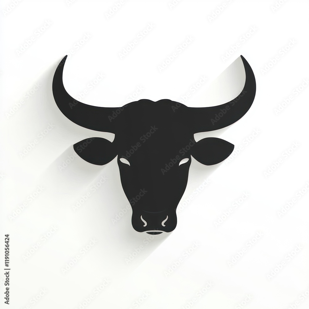 Naklejka premium Bull head silhouette, graphic design, white background, logo template